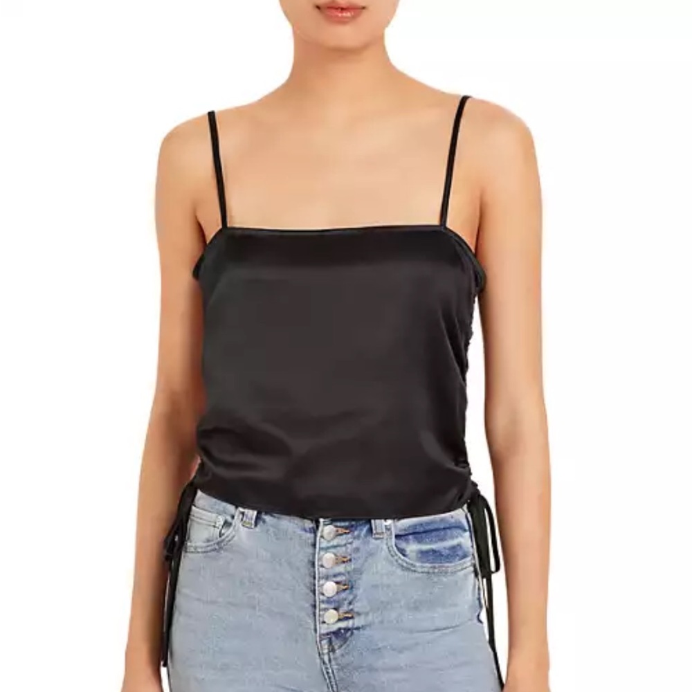 NWT Aqua Side Cinched Silky Shirt- Black
